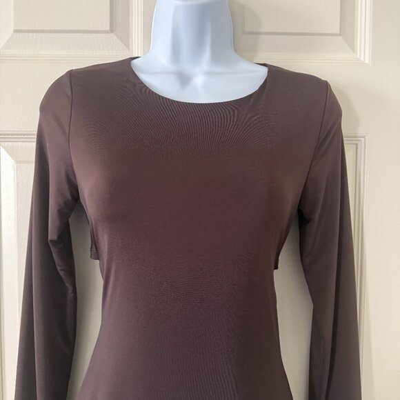 AKIRA Brown Long Sleeve Cutout Ruched Mini Dress New Without Tags S - Picture 3 of 6